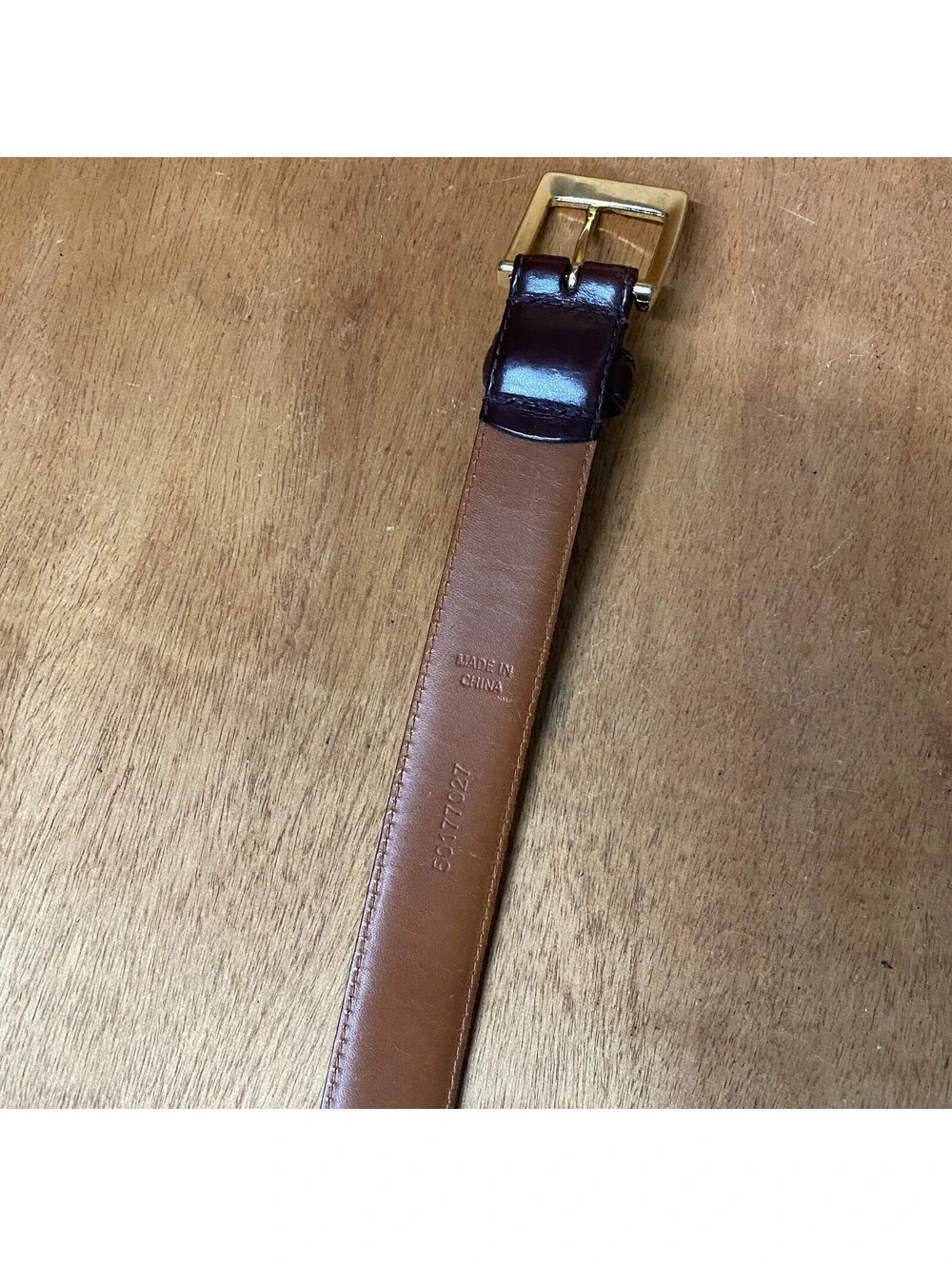 Brooks Brothers 346 Brown Genuine Leather Belt Mens Size 38/95 Gold Buckle